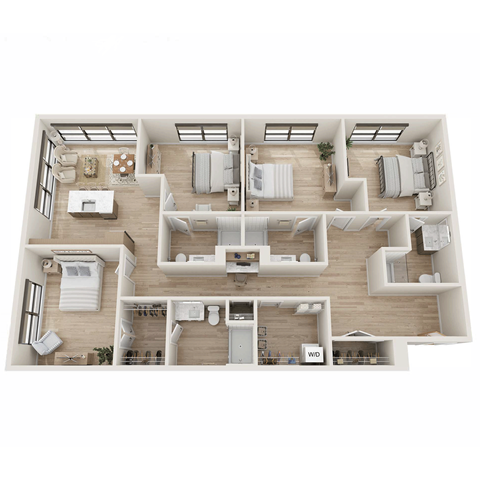 Floor plan for studio, 1 bath, 445 sqft